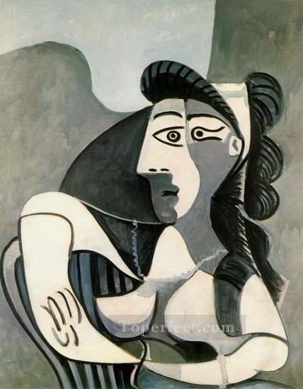 肘掛け椅子に座る女性 胸像 1962年 キュビスト パブロ・ピカソ油絵